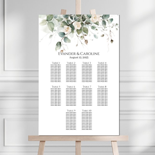 Póster Gráfica de asientos para bodas y rosas 10 tablas (Subido por el creador)