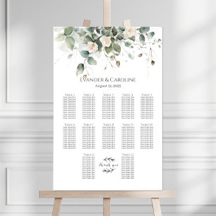 Póster Gráfica de asientos para bodas y rosas 12 tablas