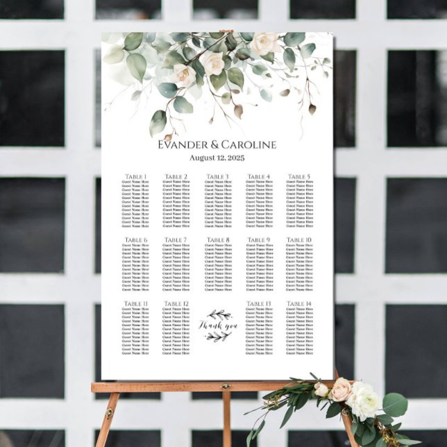 Póster Gráfica de asientos para bodas y rosas 14 tablas (Subido por el creador)