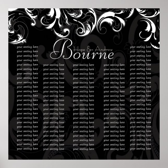 Póster Gráfica de asientos para damasco de Novia y Groom  (Frente)