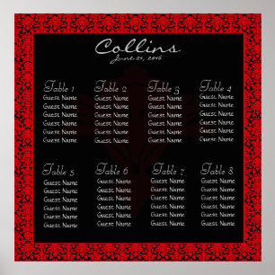Póster Gráfica de asientos para damascos negros y rojos