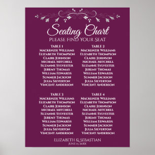Póster Gráfica de asientos para el Boda de mesa de la Plu