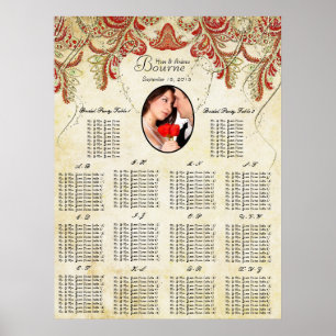 Póster Gráfica de asientos Red y Gold para su Boda fotogr
