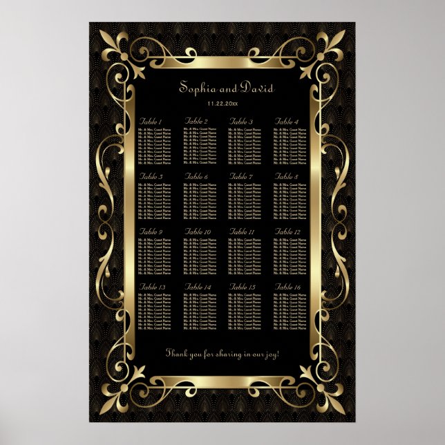 Póster Gráfica de asientos Royal Roaring 20s Gold Art Dec (Frente)