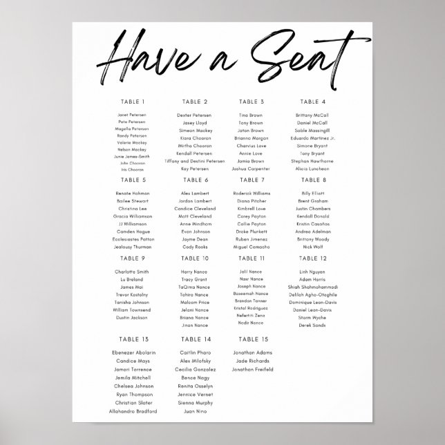 Póster Gráfica de asientos simple (Frente)