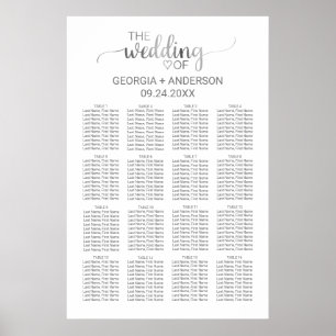 Póster Gráfica de asientos simple de Boda de caligrafía p