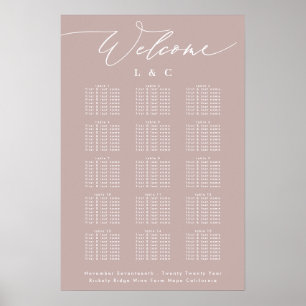Póster Gráfica de bienvenida de caligrafía rosada sucia