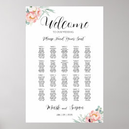 Póster Gráfica de bienvenida del Boda Eucalyptus Peonies