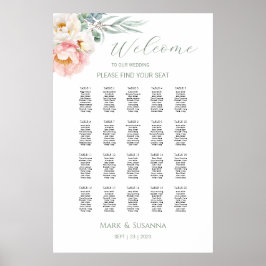 Póster Gráfica de bienvenida del Boda Eucalyptus Peonies