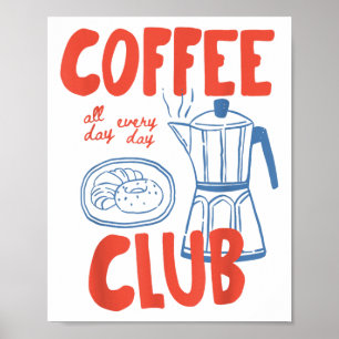 Póster Gráfica De Café Retro De Coffee Club Para El Amant