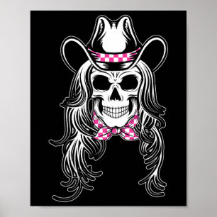 Póster Gráfica de cráneo de mujer negrita rosa de Hallowe