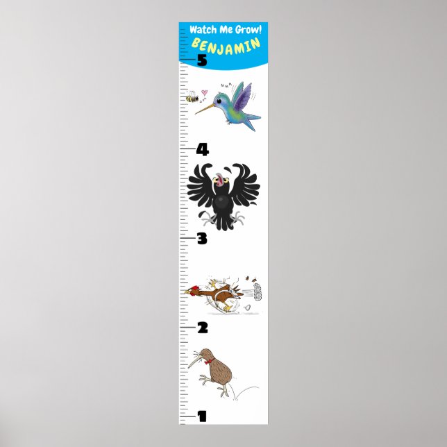 Póster Gráfica de crecimiento de pájaros graciosos (Frente)
