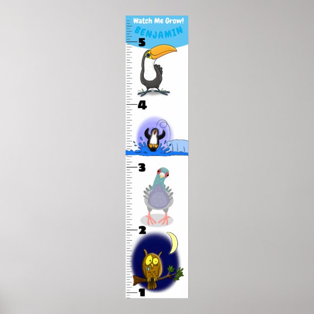 Póster Gráfica de crecimiento de pájaros graciosos (Frente)