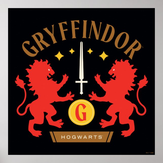Póster Gráfica de doble león de la casa GRYFFINDOR™ (Frente)