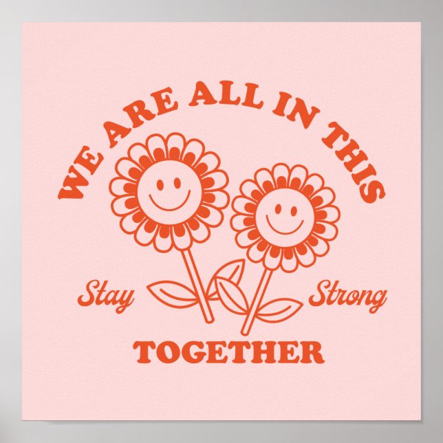 Póster Gráfica de flor retro feliz (Frente)