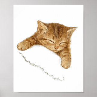 Póster Gráfica de gato dormido, camiseta vintage de amant