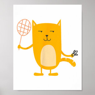 Póster Gráfica de gato jugador de bádminton deportes vole
