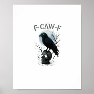 Póster Gráfica de Halloween de cráneo de cuervo gótico F 