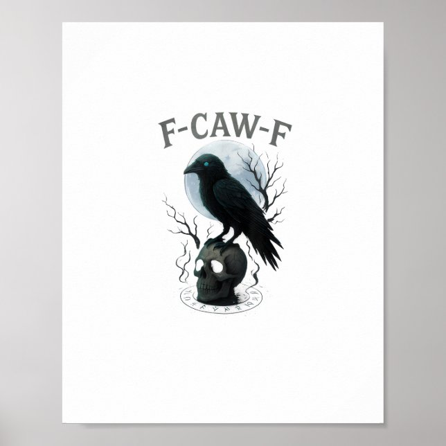 Póster Gráfica de Halloween de cráneo de cuervo gótico F  (Frente)