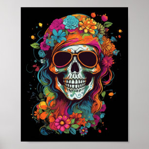 Póster Gráfica de Hippy Skull Groovy Halloween Adolescent