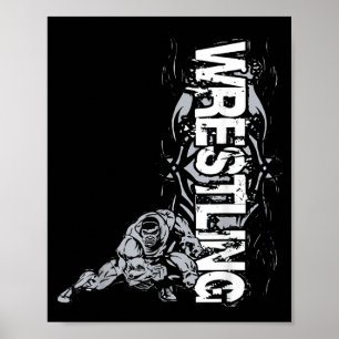 Póster Gráfica de lucha libre luchador fuerte para hombre