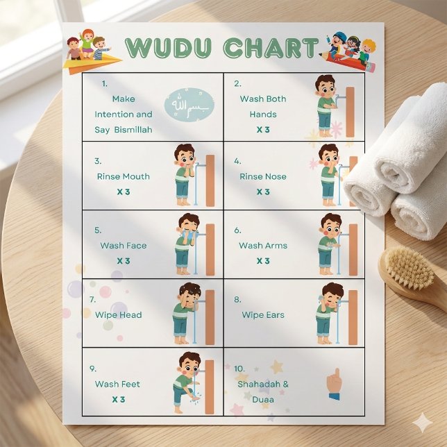 Póster Gráfica de pasos de Wudu para niños Poster de la c (Subido por el creador)
