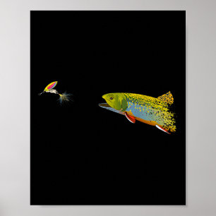 Póster Gráfica de trucha de arroyo de pesca con mosca par
