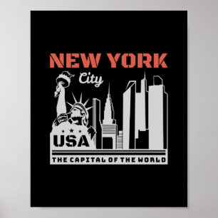 Póster Gráfica de viaje emblemática de la ciudad de Nueva