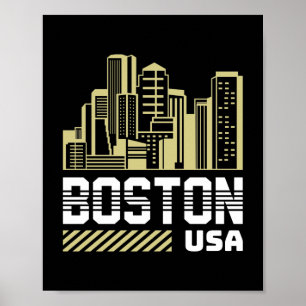 Póster Gráfica del horizonte de Boston EE. UU.   Ciudad u