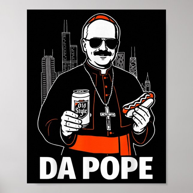 Póster Gráfica del Papa Leo Xiv de Funny Chicago (Frente)