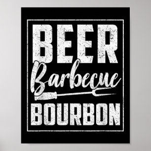 Póster Gráfica divertida de cerveza de barbacoa Carne par