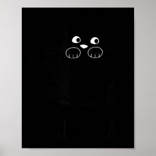 Póster Gráfica Divertida de Gato Negro Kit-Tea