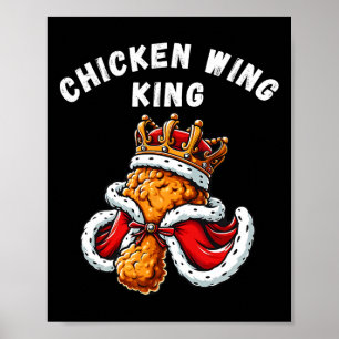 Póster Gráfica divertida del ala del pollo del Rey Bbq