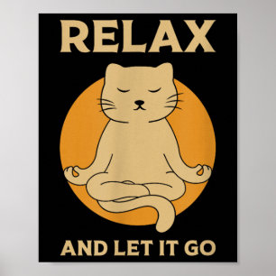Póster Gráfica divertida del gato Yoga Zen Meditación