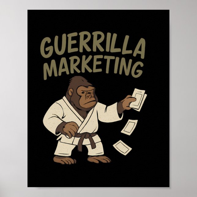 Póster Gráfica divertida del Gorilla Karate Guerrilla Mar (Frente)