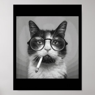 Póster Gráfica divertida fumar gatos Adultos Graciosa