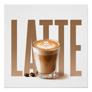 Póster Gráfica editorial de café de lujo Latte