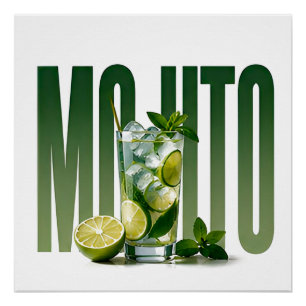 Póster Gráfica editorial de cóctel de lujo Mojito