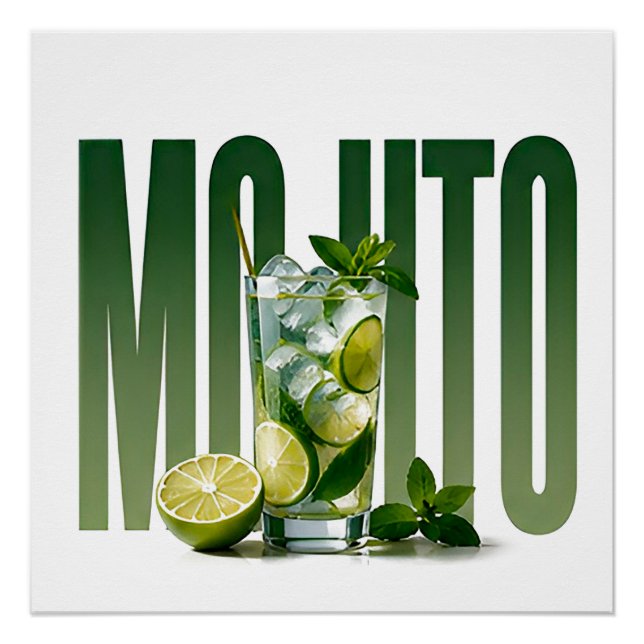 Póster Gráfica editorial de cóctel de lujo Mojito (Anverso)