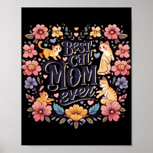 Póster Gráfica gata divertida madre gata gatito mejor gat