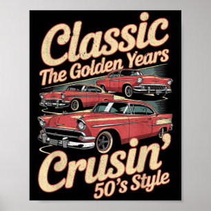 Póster Gráfica Graciosa De Autos Retro No Antigua, Sólo U