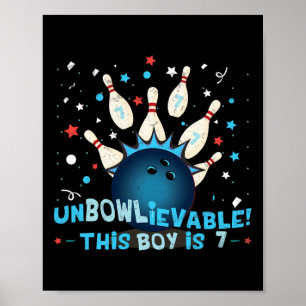 Póster Gráfica graciosa del 7 de cumpleaños de Bowling pa
