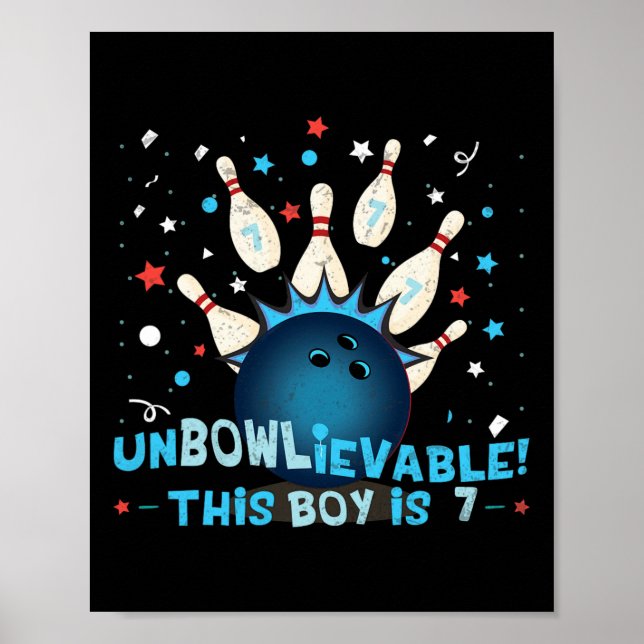 Póster Gráfica graciosa del 7 de cumpleaños de Bowling pa (Frente)