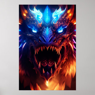 Póster Gráfica moderna de Fantasía Azul Y Rojo