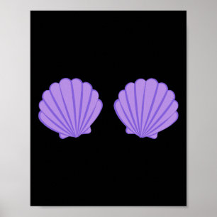 Póster Gráfica Personalizado de Mermaid Purple Seashell B