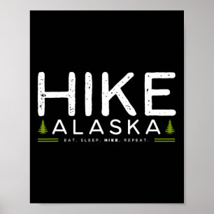 Póster Gráfica Retro de árbol de excursión a Alaska