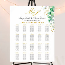 Gráficas de asiento de Boda Eucalyptus Gilded Mono