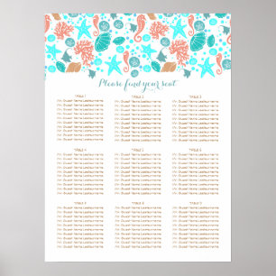 Póster Gráficas de asiento de Bodas náuticos náuticos de 