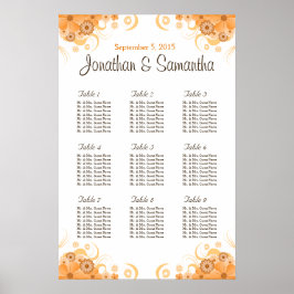 Póster Gráficas de asientos de mesa de Boda marfil-oro