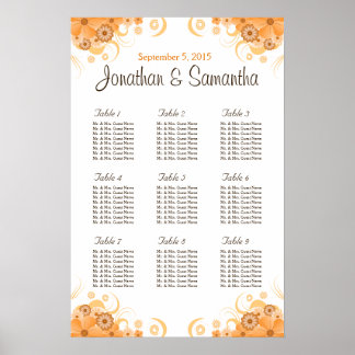 Póster Gráficas de asientos de mesa de Boda marfil-oro